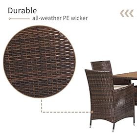 Skiway 5 Pieces Patio Furniture Outdoor Wicker Dining Table and Chairs Set - Washable Cushions, Square Tempered Glass… 51uCd7fjwlL. SS280