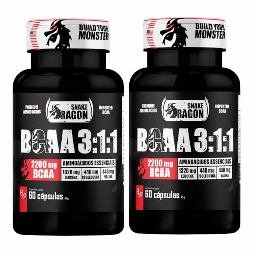 Kit 2x BCAA 3:1:1 2200mg Por Dose de Aminoácidos L-Valina L-Leucina L-Isoleucina Enriquecida com Arg