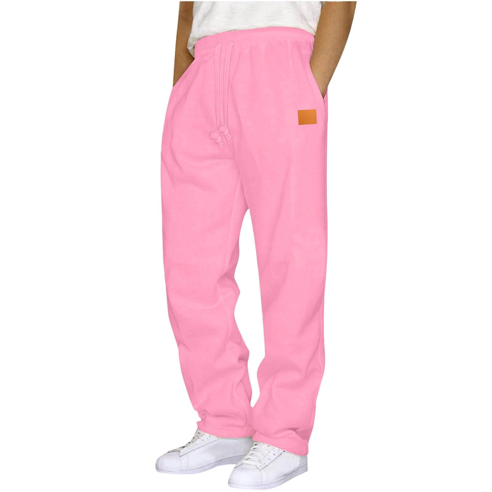 Baggy Sweatpants for Men Open Bottom Fleece Sweatpants with Pockets Winter Warm Drawstring Elastic Waist Sweatpant