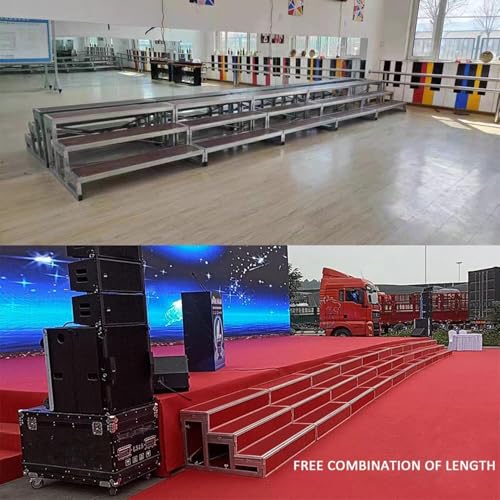 Générique Składane podnośniki chórowe, wielopoziomowa antypoślizgowa i przenośna metalowa platforma sceniczna, czerwona, 1/2/3 poziomy - stopnie chóru, zdjęcia grupowe, biurko, strade de de