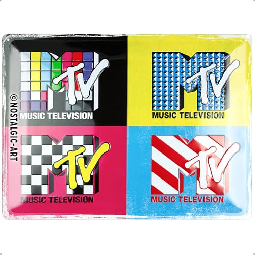 Nostalgic-Art Plaque rétro, 30 x 40 cm, MTV – Logo Pop Art – Idée de cadeau pour fans de la musique, Official License Product (OLP), en métal, design...