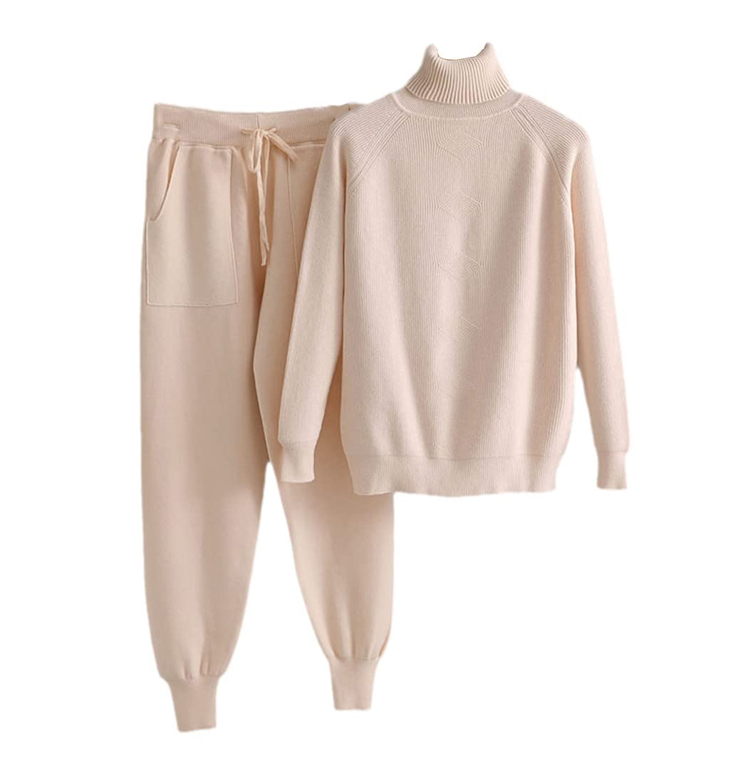 Chic Knitted Outwear Pieces Set Women Knitted Tracksuit