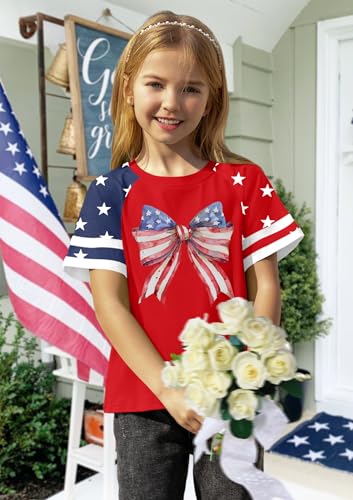 Image of Ithalt Boys Girls USA Shirts Kids 4th of July Shirts American Flag Tshirt Patriotic Top Independence Day Outfit 5-13y