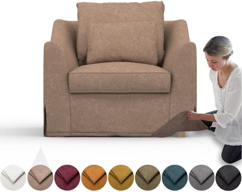 comfortly Cover for Farlov Armchair, Replacement Slipcover, Heavy Duty 4 pcs Cover, Soft Durable Washable Fabric, Easy to Clean & Replace (Crown - Antelope)