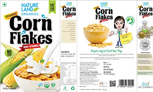 Image of Natureland Organics Corn Flakes 200 Gm - Organic Healthy Flakes