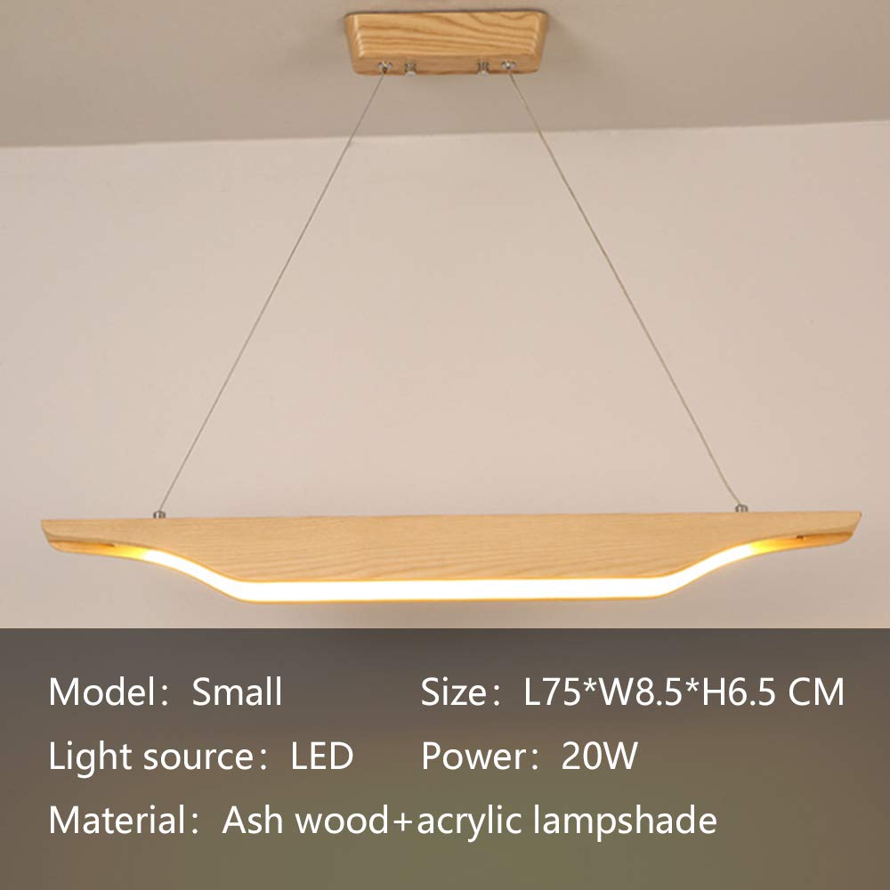 Nowoczesny drewniany żyrandol LED w stylu japońskim prosty drewno jesionowe z akrylowym kloszem nadaje się do biura, restauracji, stołu jadalnego, kawiarni, gabinetu, lampy
