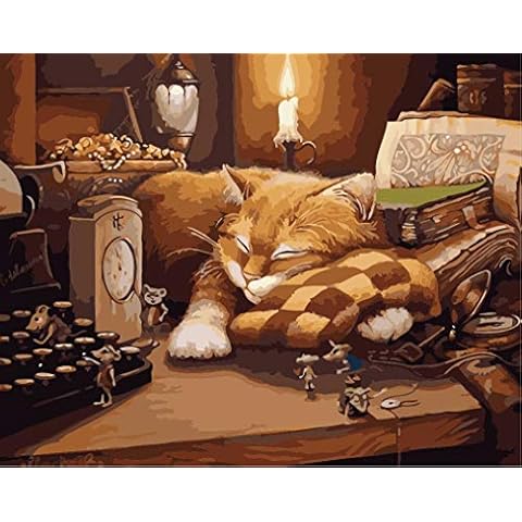 Mouse and Sleeping Cat Paint By Numbers Kit Cover