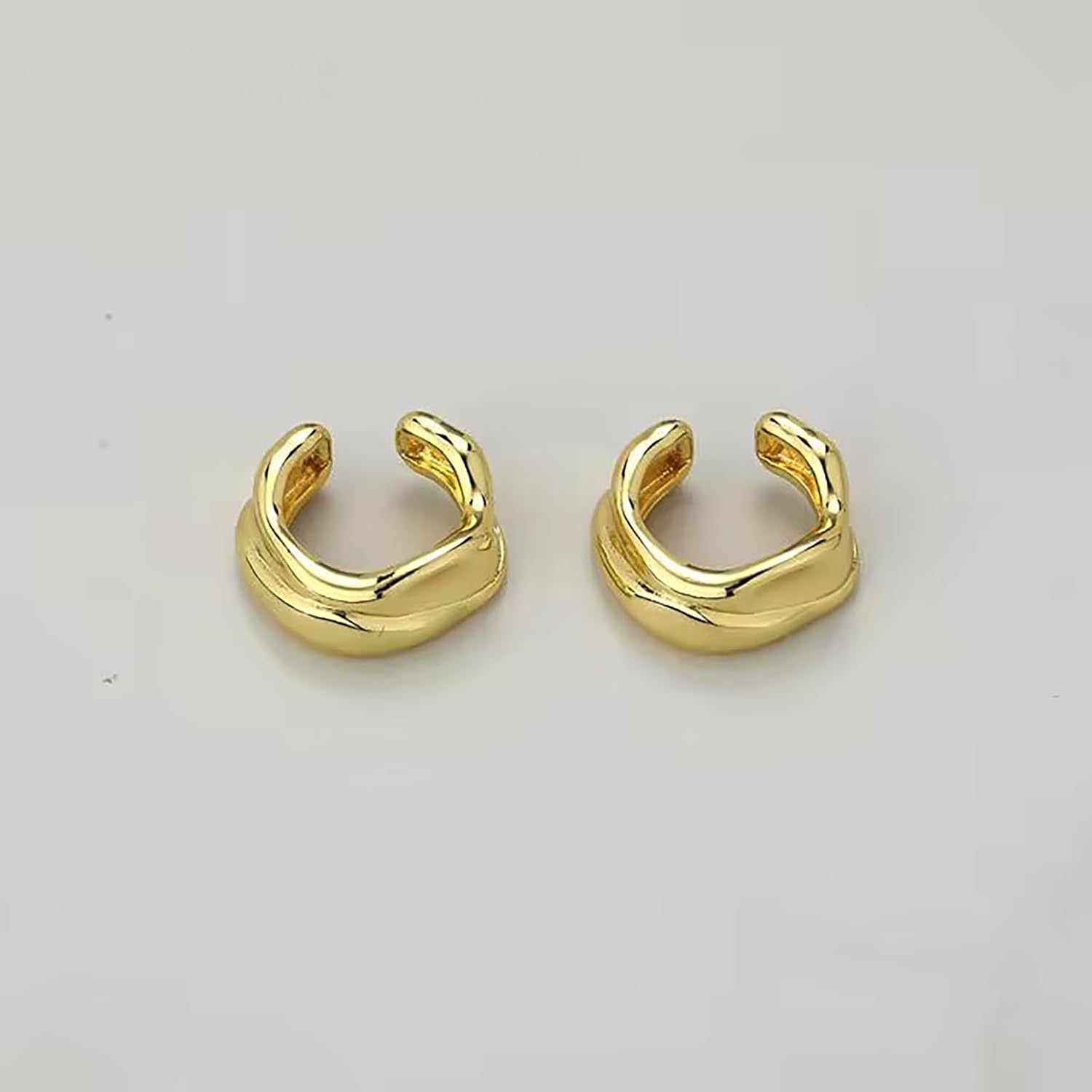 Chunky Sculptural Ear Cuffs Non Piercing for Women - Dainty 14K Gold Plated Cuff Earring Thick Cartilage Earrings Jewelry