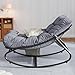 Garvee Outdoor Rocking Chair, Metal Frame Patio Papasan Rocker, Adjustable Swing, Waterproof Cushion, Comfy Cushion, 450lbs Capacity, Patio & Indoor Lounge for Porch, Garden, Living Room, Dark Grey