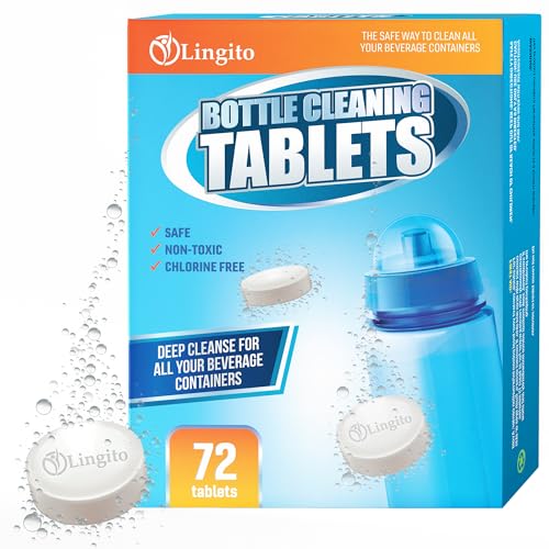 Water Bottle Cleaning Tablets, Use as Water Bladder Cleaning Kit, Water Bottle Cleaner For Water Tumbler, Stainless Bottle, Hydration Bladder and Effectively Removes Tough Stains and Odors (72 Pack)