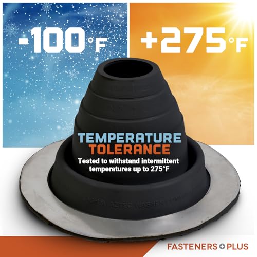 Image of Fasteners Plus #2 Round EPDM Metal Roof Pipe Flashing Boot (Fits 1-3 /4 inch - 3 inch Pipe OD), Black