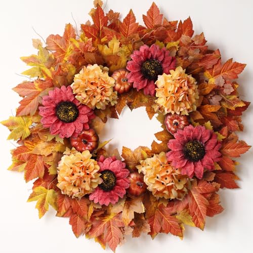 28'' Large Fall Wreath for Front Door, Porch, Window- Artificial Maple...
