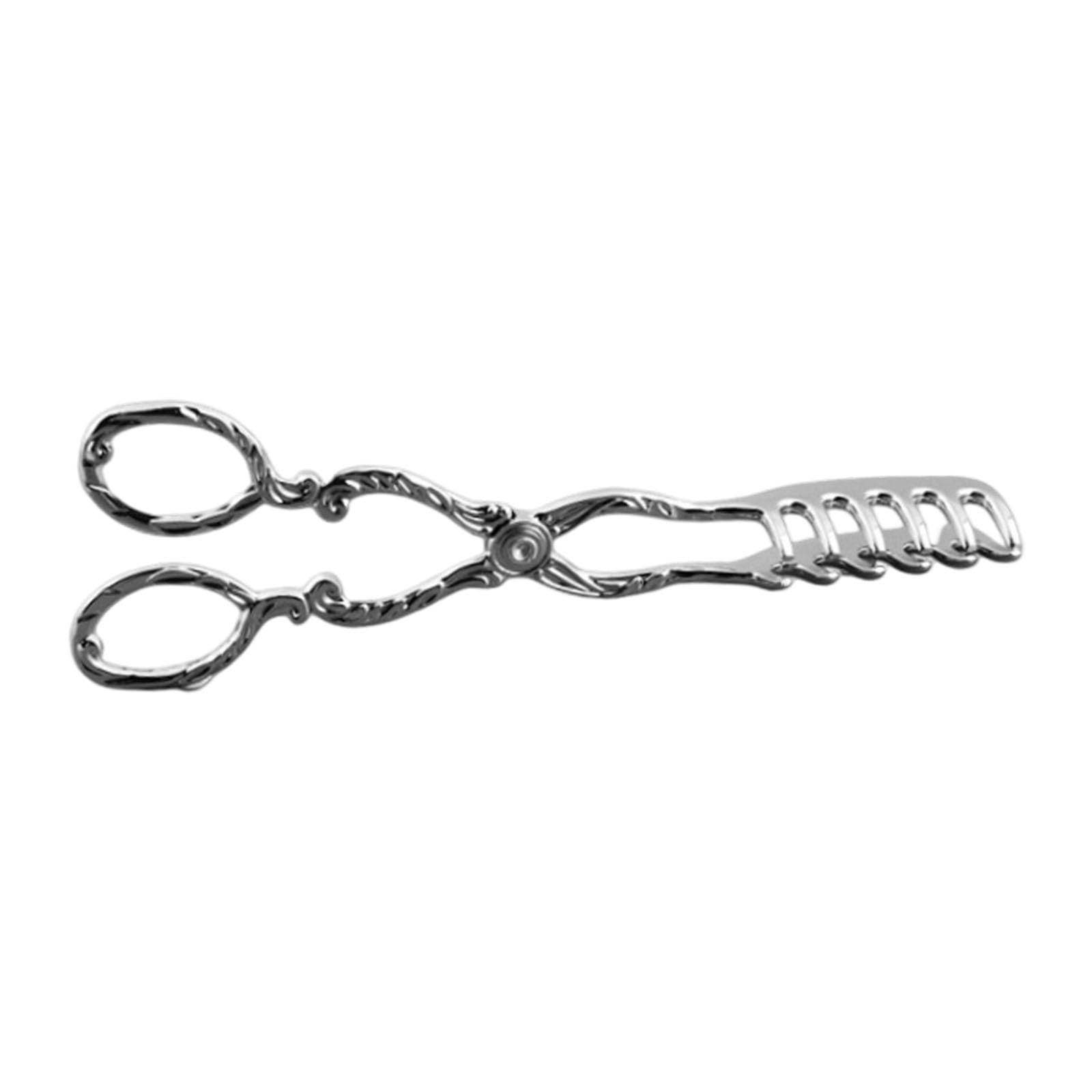 Table Tongs Decorative Metal Scissor Handle Buffet Server for Bread Pastry Dessert Kitchen Presentation Pastry Server Bread Pickup Dessert Picker Buffet Table Utensil Loop Handle Tong Vintage Plated
