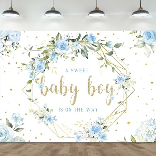 InMemory Green Baby Shower Backdrop - 7x5 Ft Greenery Eucalyptus Leaves Photography Background For Boys