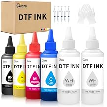 DTF Ink 600ML, Premium DTF Printer Ink, 6x100ml Refill for ET-8550 XP15000 L1800, R1390 R2400, DTF Transfer Ink for PET Film 100ml x 6, 2 Wh+CMYK