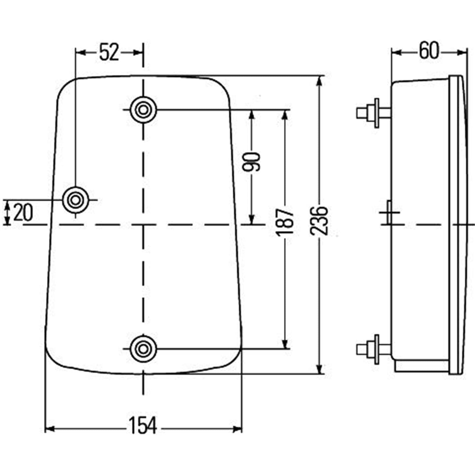 HELLA Rückleuchte - Glühlampe - 12V - Anbau/geschraubt - ECE - Lichtscheibenfarbe: weiß/rot - Kabel: 200mm - Stecker: Rundstecker - rechts - Menge: 1 - 2VP 998 233-281 | 2VP 998 233-281, Heckleuchte