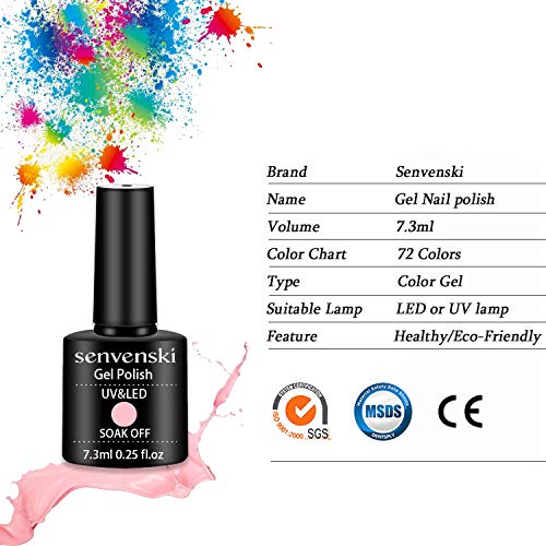 Senvenski Gel Nail Polish White Red Pink Rose Glitter Starrily Shimmer Girlfriend Gift Soak Off Gift Set UV LED Art Varnish Kit (CS001)