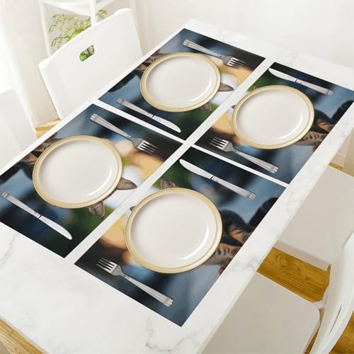 Sets de table marron tigré chic en PVC résistant à la chaleur - 7