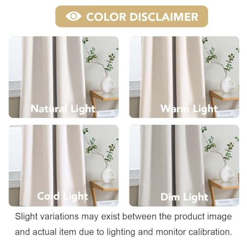 Image of H.VERSAILTEX 100% Blackout Curtains for Bedroom 96 Inches Long Grommet Linen Face Full Light Blocking Curtain Drapes for Living Room Thermal Insulated Linen Look Curtains 2 Panels Set, Ivory