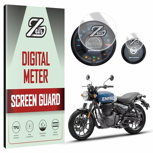 Image of ZEIR [1+1Pack] Screen Protector Compatible with ROYAL ENFIELD HUNTER 350 - TFT Digital Display Scratch Guard For Hunter350 | Instrument Console Bike Accessory [Not Tempered Glass] (Hunter [1Big+1Small])