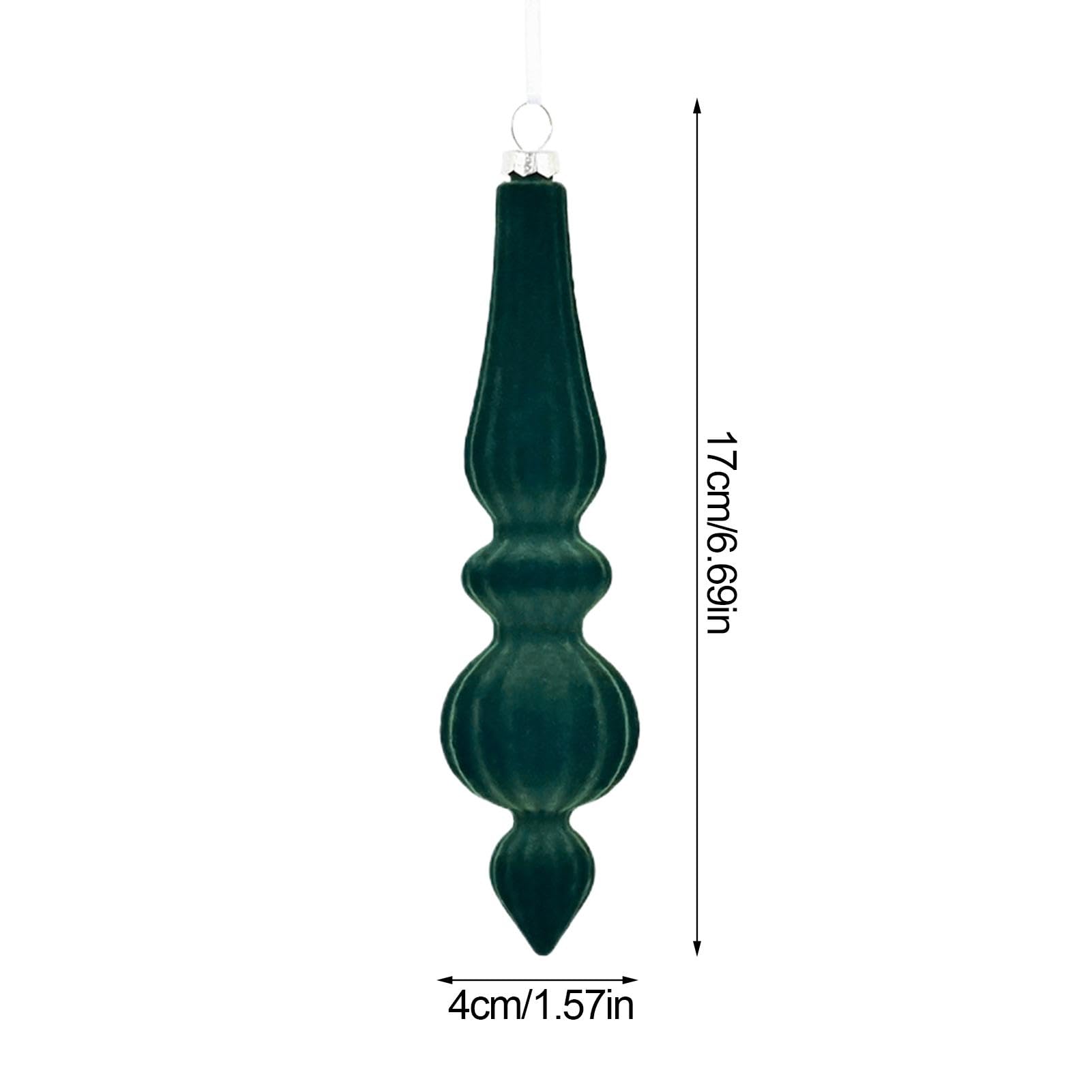 6 Palline Coniche Floccate Per Albero Di Natale – Velluto, Colori Assortiti (blu, Verde, Bordeaux, Caffè, Cachi, Grigio), 17x4 Cm
