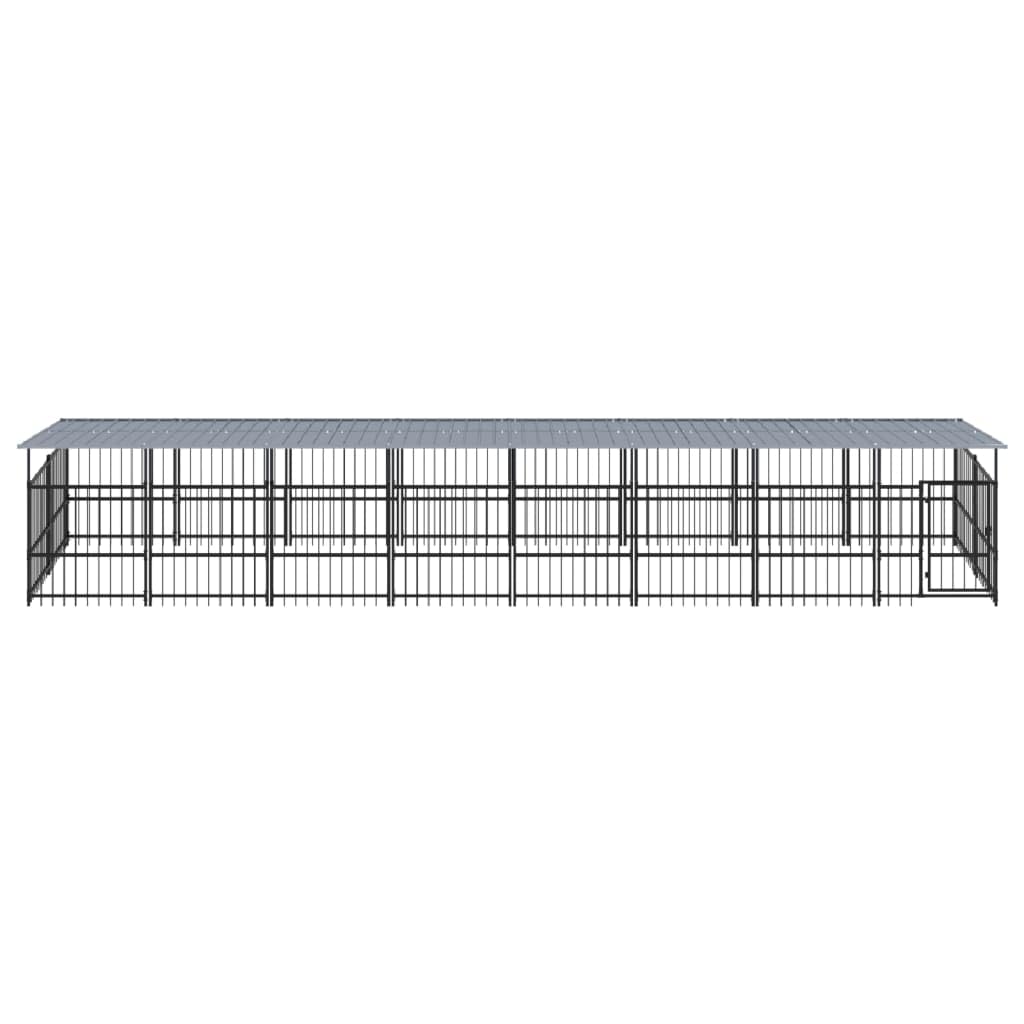 Perrera para perros al aire libre de acero con recubrimiento en polvo con techo de 15,02 m², parque estable, protección y seguridad para cachorros, plegable y portátil para jardín, terraza