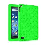 Fintie Silicone Case for Amazon Fire (Previous 5th Generation, 2015 7 inch) - [Honey Comb Series] [Kids Friendly] Light Weight [Anti Slip] Shock Proof Protective Cover, Green