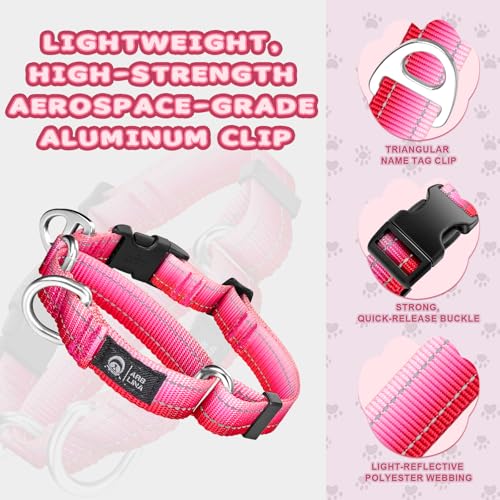 Arblina Martingale Dog Collar Pink Light-Reflective Polyester Collars For Dogs Whippets, Greyhounds thumb #2