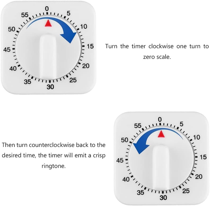 Kitchen Timer 60 Minutes Counting Square Cooking Alarm Clock Sleep Mechanical Stopwatch