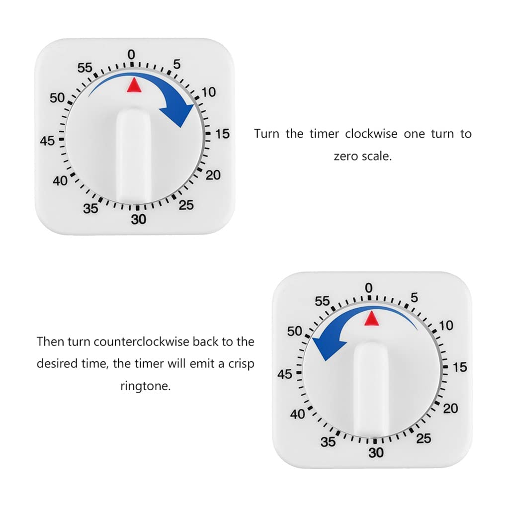 minutnik, Kitchen Timer 60 Minutes Counting Square Cooking Alarm Clock Sleep Mechanical Stopwatch