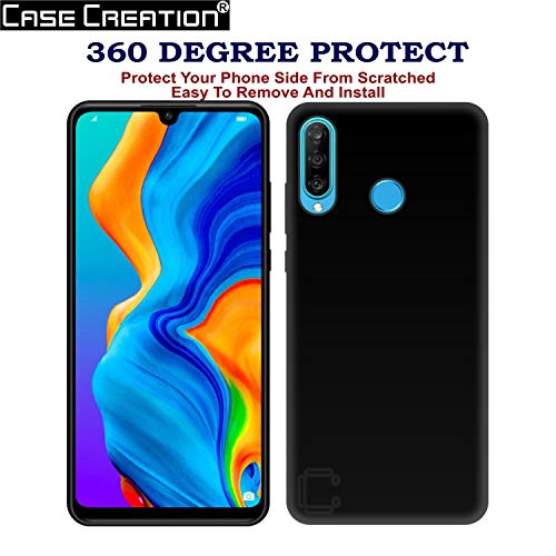 Image of Case Creation for Huawei P30 Lite 2019 Back case, Huawei P30 Lite Slim Flexible Smart Look case with 360 Camera All Angle Protection (Pure Black)
