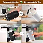 YINBAOGE Insulated Travel Coffee Mug, Spill & Leak Proof, Portable To Go Camping Stainless Steel Coffee Tumbler, Reusable Thermal Coffee Cup with Lid for Hot & Cold Drinks (Black, 12 OZ) - Image 5