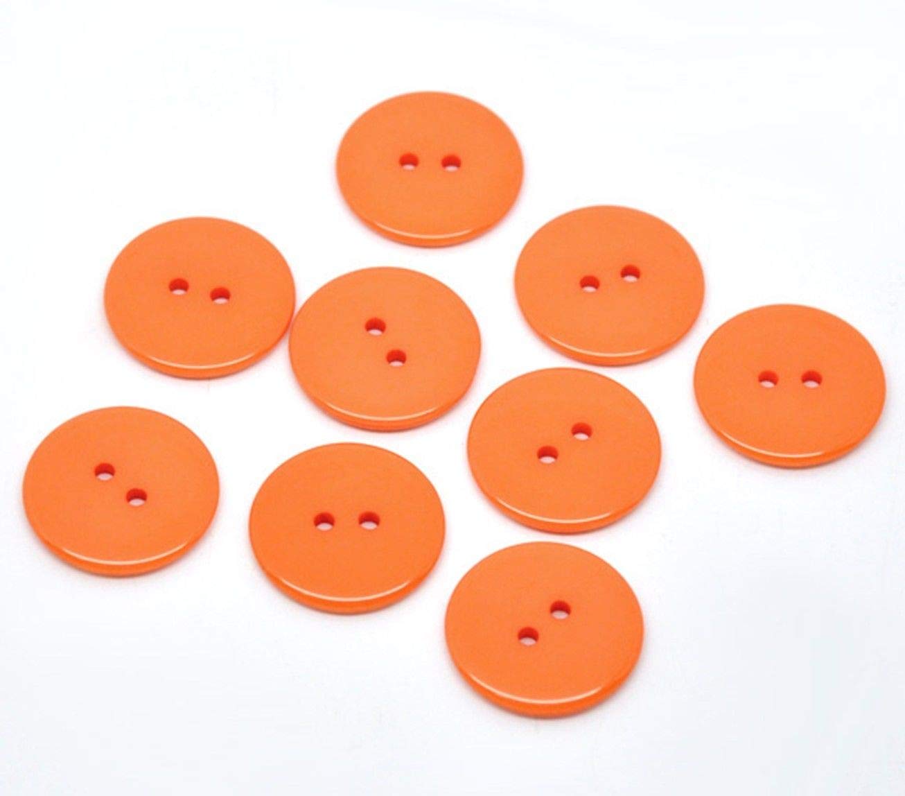 200 x Plain Orange Round 2 Hole 23mm Sewing Buttons. for Cardmaking, Scrapbooking, Clothes Knitting
