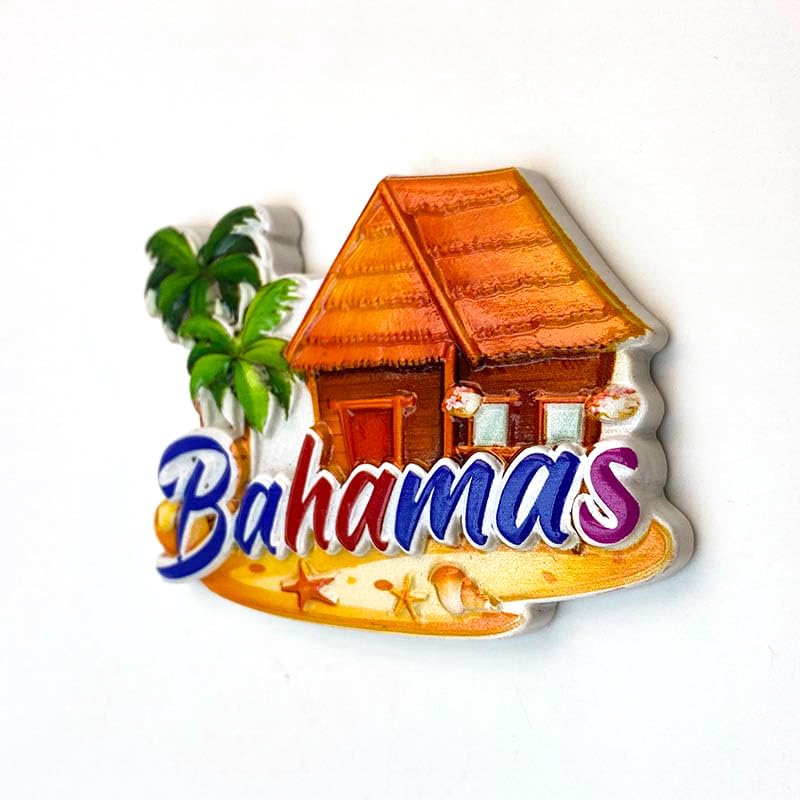 Imán decorativo de refrigerador con escena tropical Bahamas miniatura 2