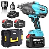 Cordless Impact Wrench 3/4 Inch, 1475ft-lbs(2000Nm) High Torque Brushless Power Impact Gun, 2x 6.0 Ah Battery, Fast Charger, Heavy Duty Electric Impact Driver for Truck Mower Car Repair