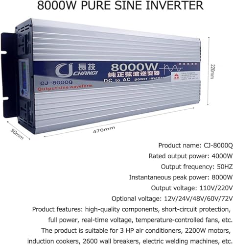 Inversor de onda sinusoidal pura 8000W con tomas de corriente 6