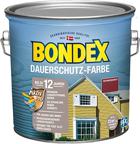 Bondex Dauerschutz Farbe Schwedenrot 2,5 L für 22,5 m² | Hervorragende...