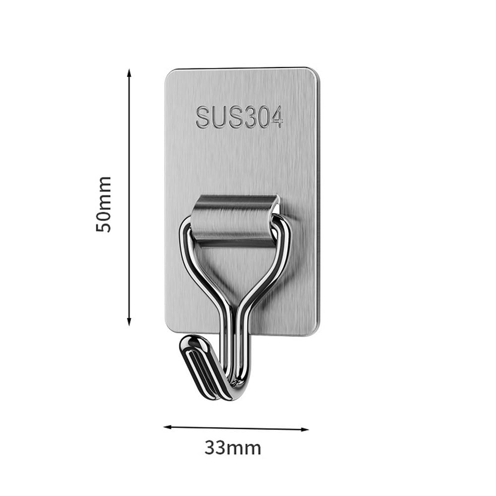 5/10 ganchos de pared de acero inoxidable, autoadhesivos, resistentes, ganchos para colgar, impermeables, adhesivos, toallas de baño, llaves, abrigos, bolsas, 10 unidades, 1