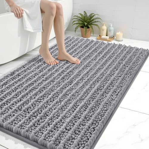 Image of Arotive Luxury Large Bathroom Rugs 40x32, Extra Soft Thick Absorbent Shaggy Chenille Bath Rugs, Machine Wash Dry, Bath Mats for Bathroom Floor, Tub and Shower, Home Decor Accessories, Grey