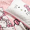 Jay Franco Hello Kitty Pink Stripes & Hearts Full/Queen Size Quilt & Sham Set - Super Soft Lightweight Bedspread Set #1