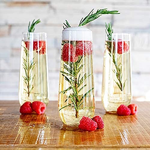 N/C Reloger 48 Pack 9 Oz Plastic Champagne Flutes Plastic Wine Glass Plastic Unbreakable Champagne Glasses Recyclable And Bpa-Free 48 Count (Pack Of 1),Clear #TOP6