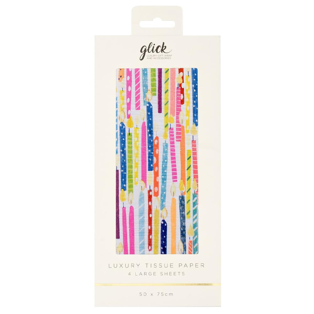 Glick Patterned Tissue Paper - Candle Bright - 500 x 750mm - 4 Sheets