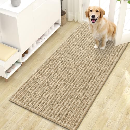 Image of OLANLY Dog Door Mat for Muddy Paws 47x24, Ultra-Absorbent Chenille Mud Mat
