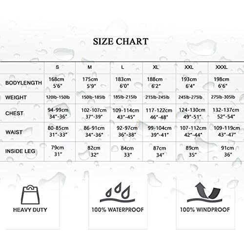 Rain Suit for Men Women Lightweight Waterproof Protective Raincoats (Jackets and Pants) Rain Gear Workwear(Large)