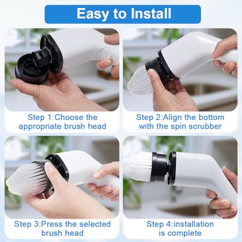 Image of Supvox Electric Spin Scrubber 4Pcs Replacement Scrub Brush Heads | Electric Cleaning Brush Attachments | Flat Round /Dome /Cone Electric Spin Scrubber Attachments Universal Rotary Scrub Head