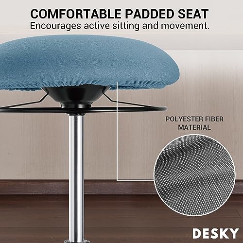 Image of Desky Sit Stand Office Stool - Ergonomic Bar Stool with Adjustable Height, Weighted Base & Tilting Saddle Seat, Ideal for Standing Desks & Active Workspaces - Black
