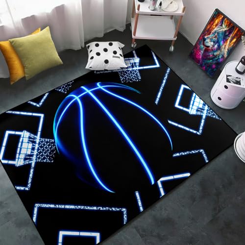Basketball Rug for Bedroom - Black Basketball Rug for Boys Kids Room Sports Carpet Rugs, 3'×5'