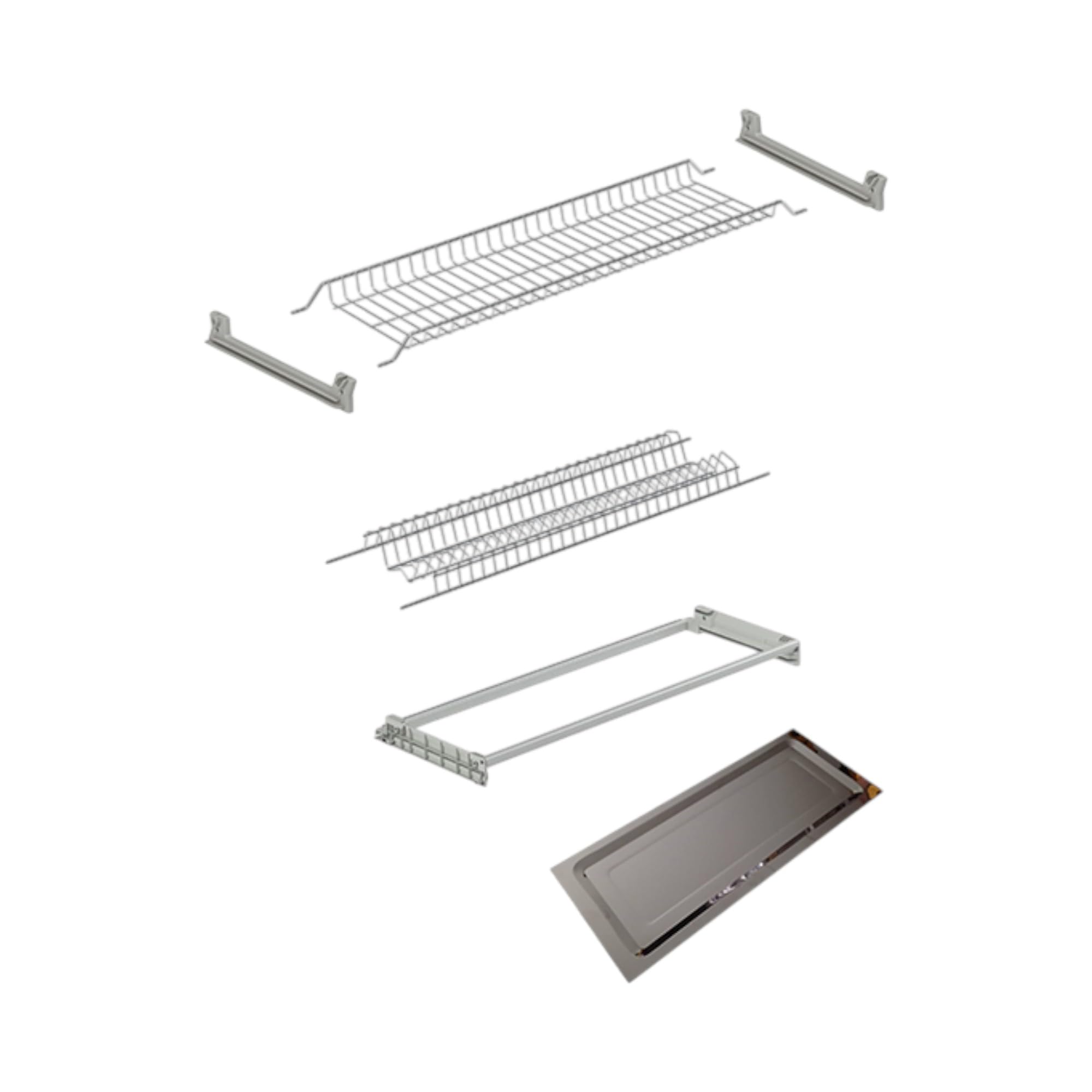 AERREGI Scolapiatti Per Cucina | In Acciaio Inossidabile o Metallo Verniciato Grigio | Antiruggine, Moderno, Salvaspazio | (Scolapiatti Acciaio Inox + Vaschetta Acciaio Inox + Telaio 76 cm)