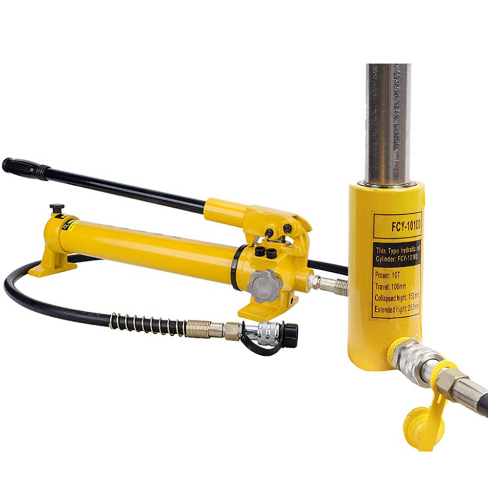 TOOLAE - Long Type Hydraulic Cylinder FCY-10150 Hydraulic Lifting Jack with CP-700 Hydraulic Manual Pump,Stroke 150mm,Output 10 Tons