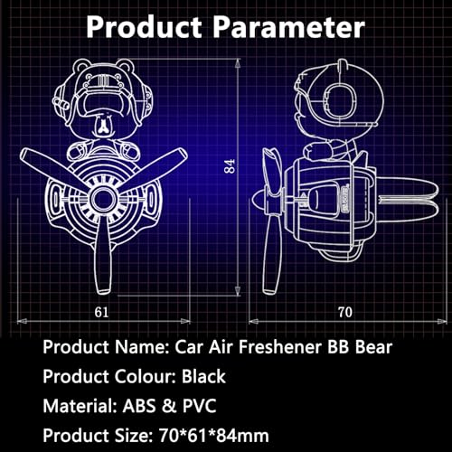Image of BoBo Bear Car Air Fresheners Pilot Car Diffuser | Cute Car Perfume, Funny Car Fragrance, Rotating Propeller Design, Silicone Clip, Easy Installation, Long-Lasting Fragrance